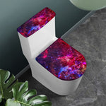 Red Purple Nebula Galaxy Space Print Toilet Lid And Tank Cover Set
