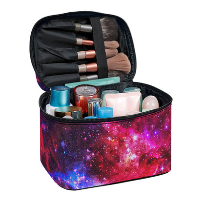 Red Purple Nebula Galaxy Space Print Travel Makeup Bag
