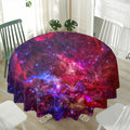 Red Purple Nebula Galaxy Space Print Waterproof Round Tablecloth