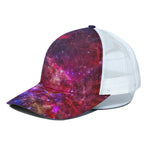 Red Purple Nebula Galaxy Space Print White Mesh Trucker Cap
