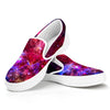 Red Purple Nebula Galaxy Space Print White Slip On Sneakers