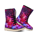 Red Purple Nebula Galaxy Space Print Winter Boots