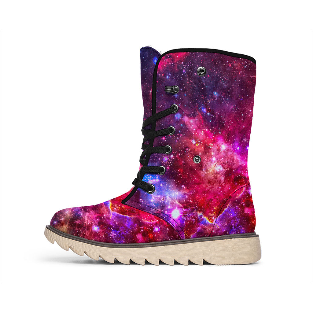 Red Purple Nebula Galaxy Space Print Winter Boots