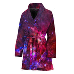 Red Purple Nebula Galaxy Space Print Women's Bathrobe