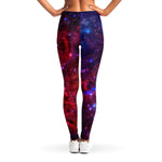 Red Purple Nebula Galaxy Space Print Women's Leggings