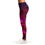 Red Purple Nebula Galaxy Space Print Women's Leggings