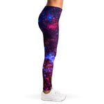Red Purple Nebula Galaxy Space Print Women's Leggings