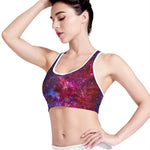 Red Purple Nebula Galaxy Space Print Women's Sports Bra