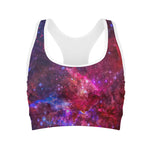 Red Purple Nebula Galaxy Space Print Women's Sports Bra