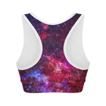 Red Purple Nebula Galaxy Space Print Women's Sports Bra