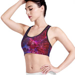 Red Purple Nebula Galaxy Space Print Women's Sports Bra