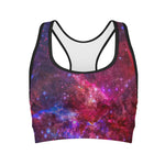 Red Purple Nebula Galaxy Space Print Women's Sports Bra