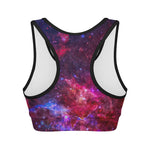 Red Purple Nebula Galaxy Space Print Women's Sports Bra