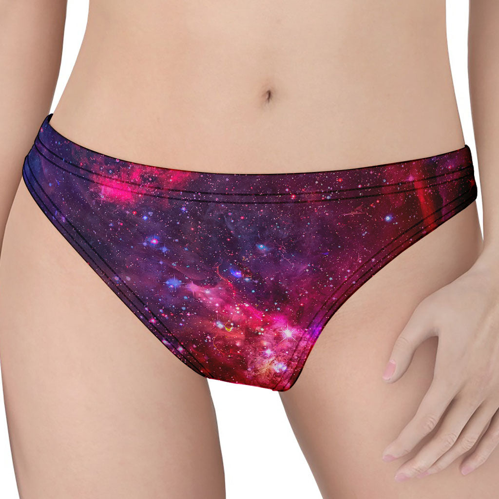 Red Purple Nebula Galaxy Space Print Women's Thong