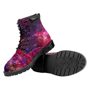 Red Purple Nebula Galaxy Space Print Work Boots