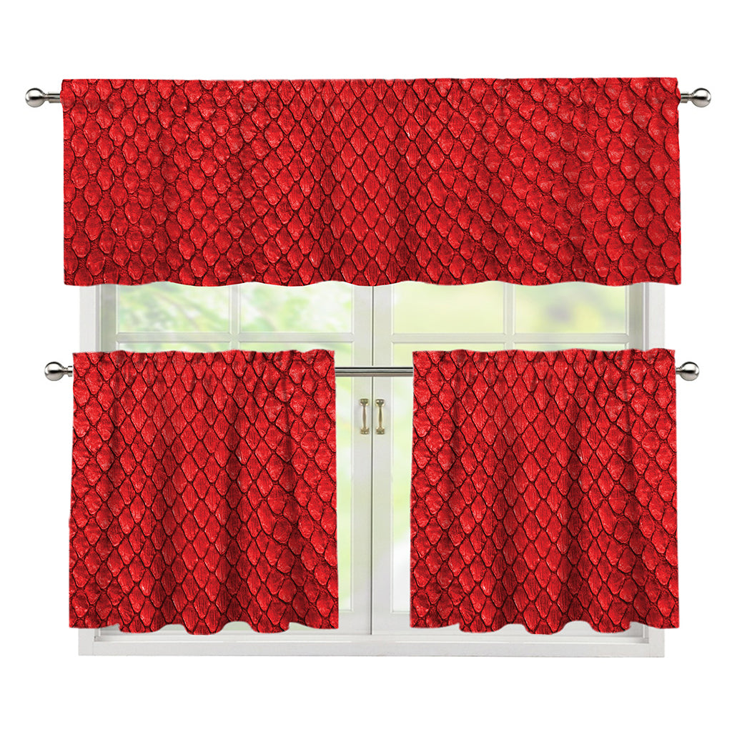 Red Python Snakeskin Print 3 Piece Kitchen Curtains