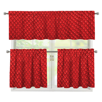 Red Python Snakeskin Print 3 Piece Kitchen Curtains