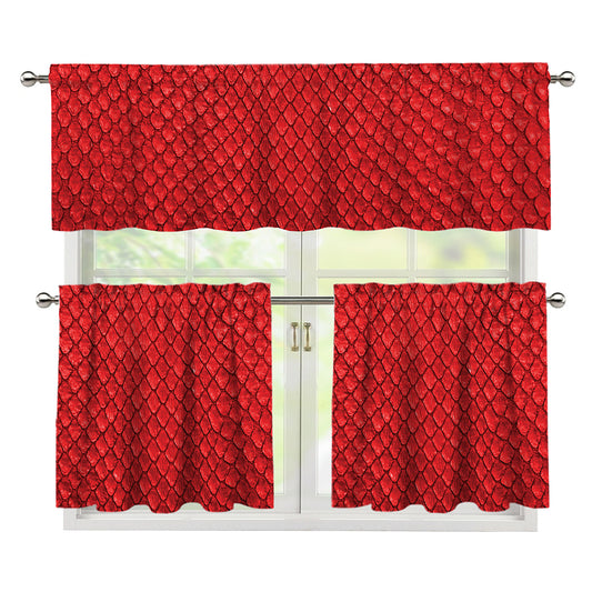 Red Python Snakeskin Print 3 Piece Kitchen Curtains