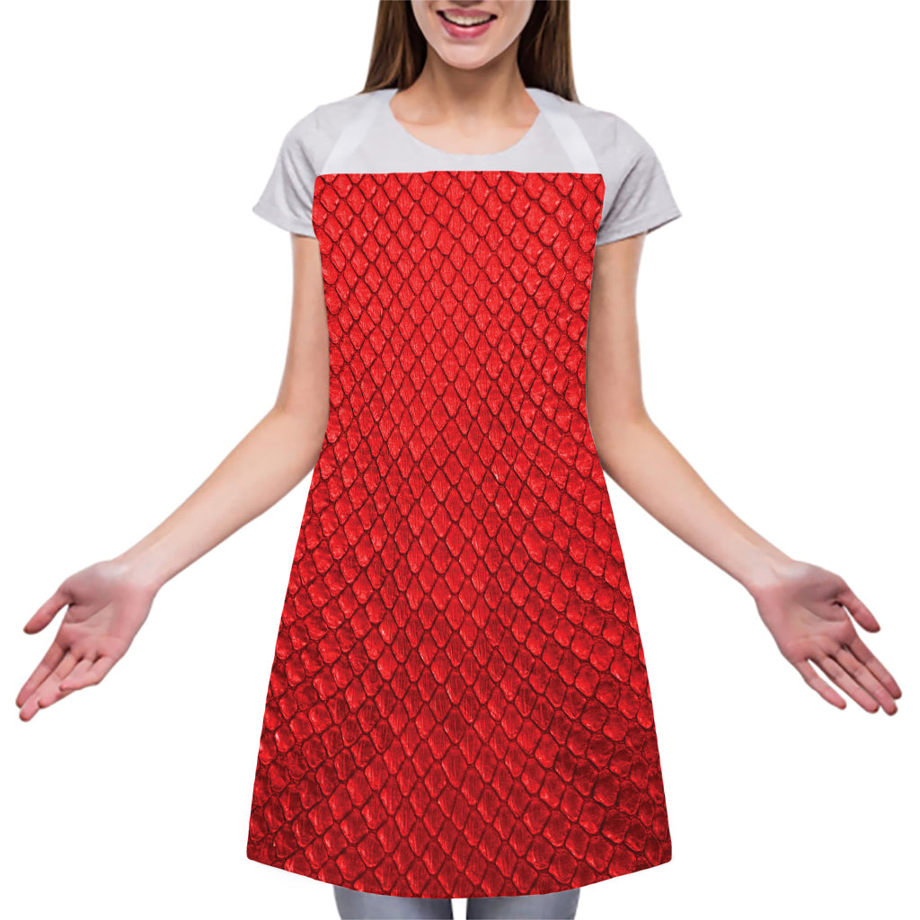 Red Python Snakeskin Print Adjustable Apron