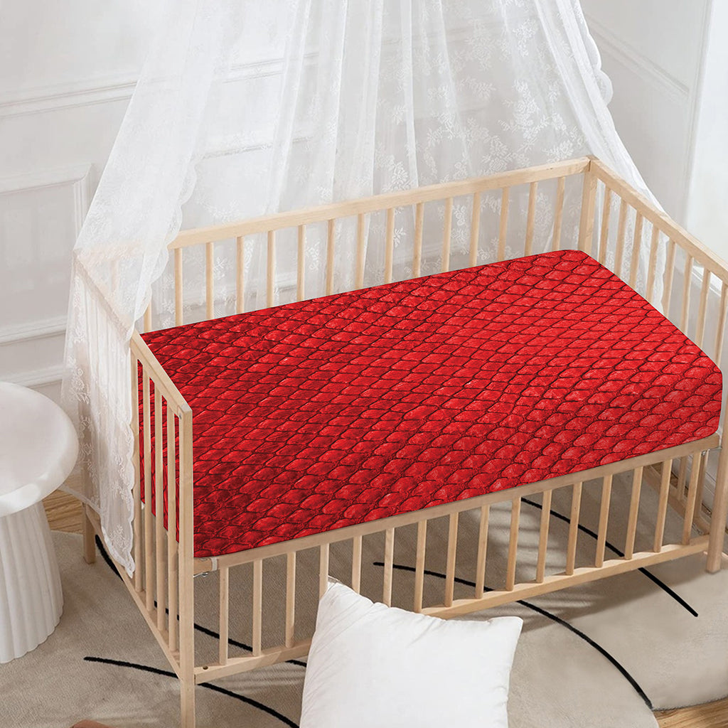 Red Python Snakeskin Print Baby Crib Sheet