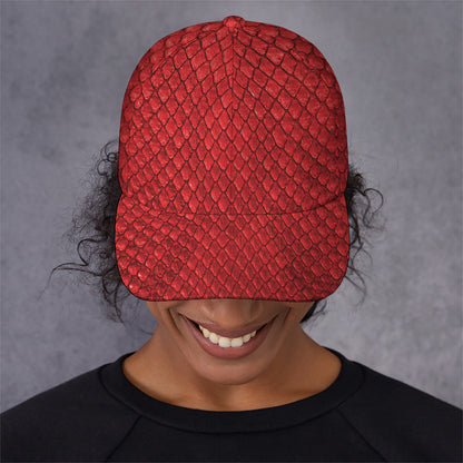 Red Python Snakeskin Print Baseball Cap