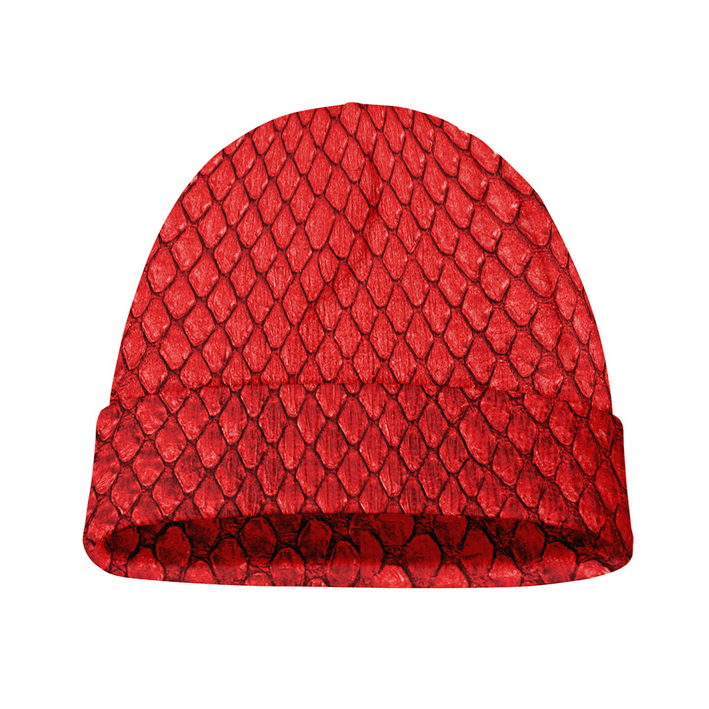 Red Python Snakeskin Print Beanie