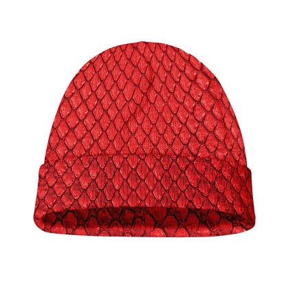 Red Python Snakeskin Print Beanie