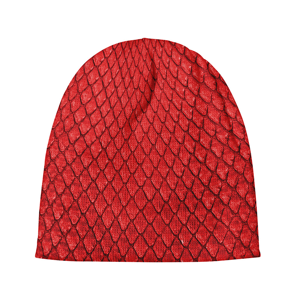 Red Python Snakeskin Print Beanie