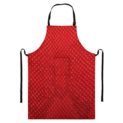 Red Python Snakeskin Print Bib Apron With Pocket