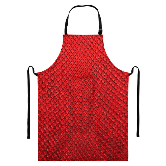 Red Python Snakeskin Print Bib Apron With Pocket