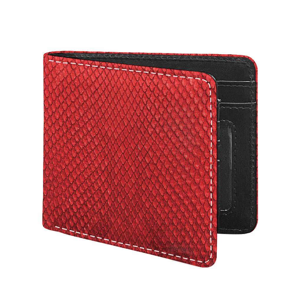 Red Python Snakeskin Print Bifold Wallet
