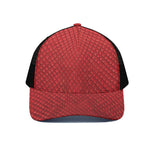 Red Python Snakeskin Print Black Mesh Trucker Cap