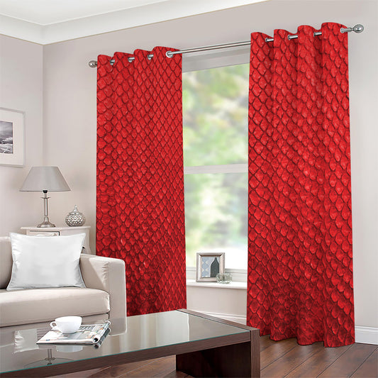 Red Python Snakeskin Print Blackout Grommet Curtains