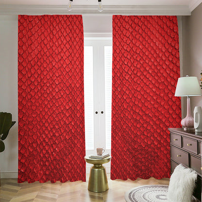 Red Python Snakeskin Print Blackout Pencil Pleat Curtains