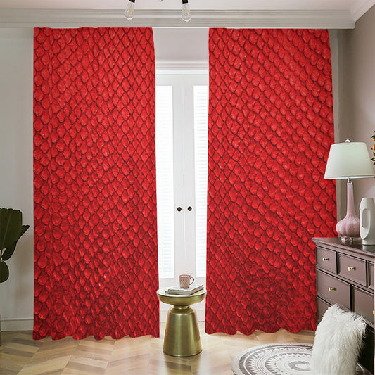 Red Python Snakeskin Print Blackout Pencil Pleat Curtains