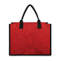 Red Python Snakeskin Print Canvas Tote Bag