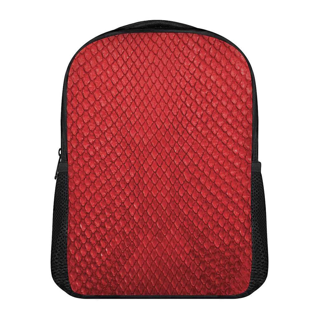 Red Python Snakeskin Print Casual Backpack