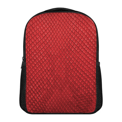 Red Python Snakeskin Print Casual Backpack