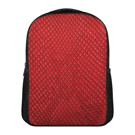 Red Python Snakeskin Print Casual Backpack