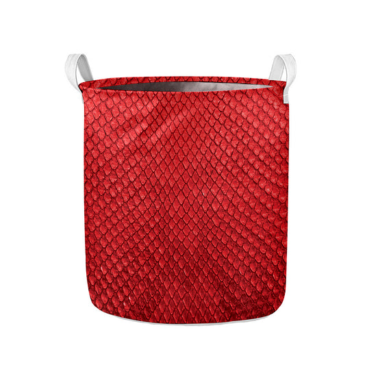 Red Python Snakeskin Print Collapsible Laundry Basket