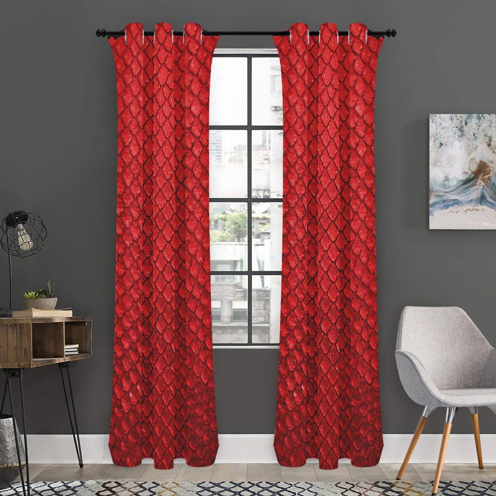 Red Python Snakeskin Print Curtain