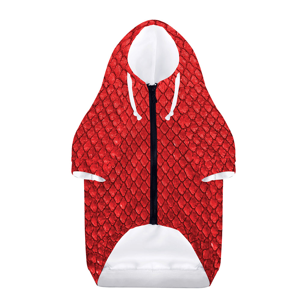 Red Python Snakeskin Print Dog Zip Up Hoodie