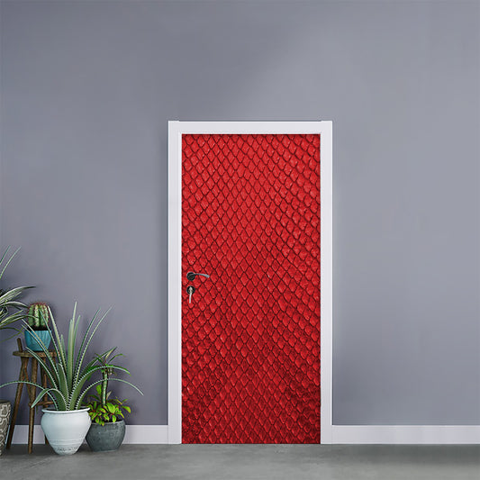Red Python Snakeskin Print Door Sticker