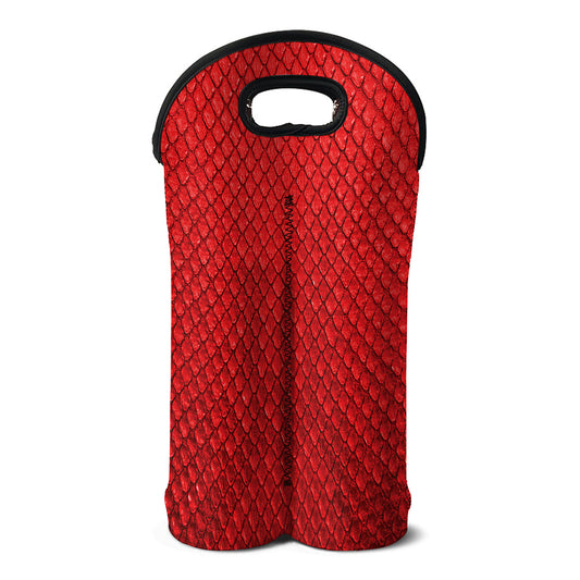 Red Python Snakeskin Print Double Neoprene Wine Tote