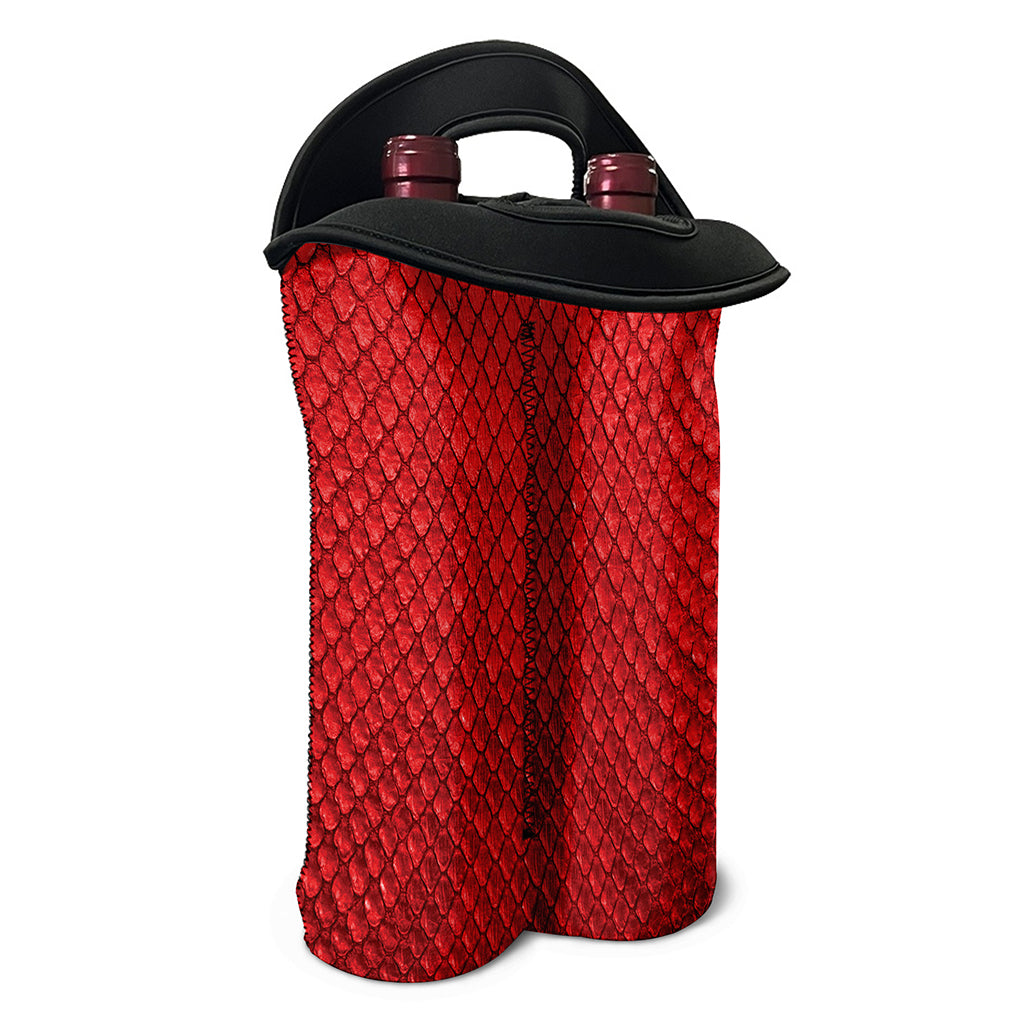 Red Python Snakeskin Print Double Neoprene Wine Tote