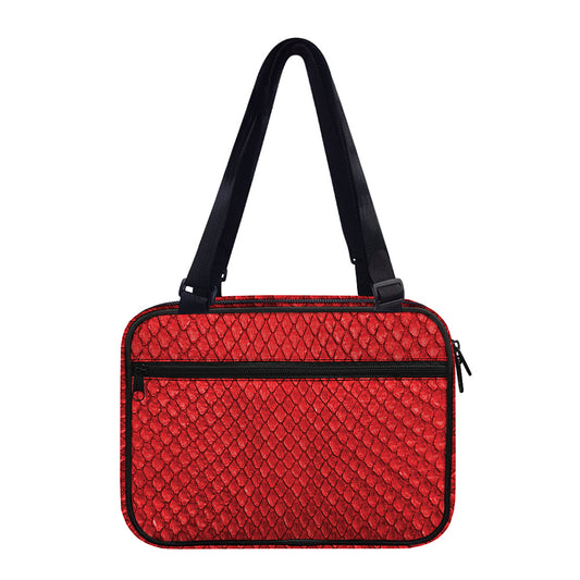 Red Python Snakeskin Print Double Strap Bible Bag