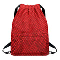 Red Python Snakeskin Print Drawstring Backpack