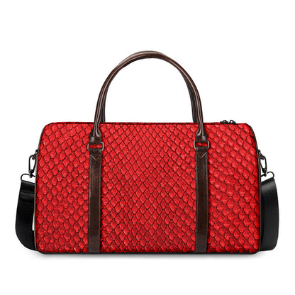 Red Python Snakeskin Print Duffle Bag
