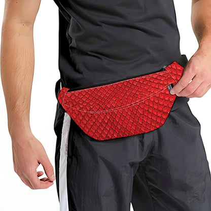 Red Python Snakeskin Print Fanny Pack