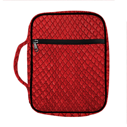Red Python Snakeskin Print Front Pocket Bible Bag